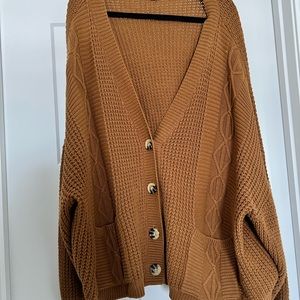 a.n.a Brown Cardigan Sweater with Chunky Knit